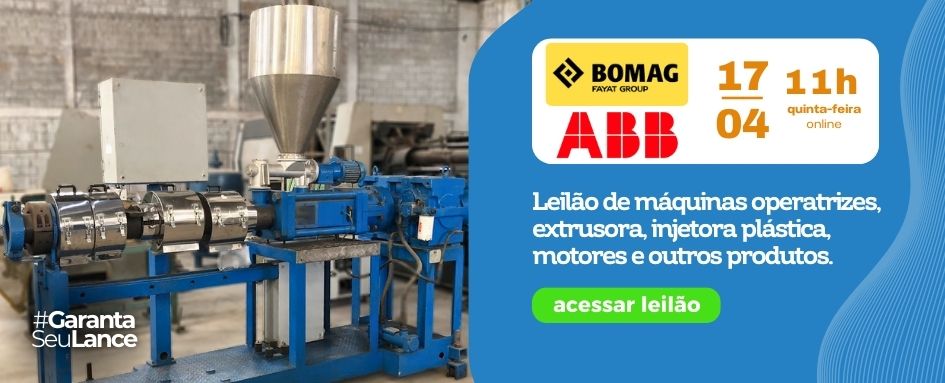 Leilão de máquinas operatrizes, extrusora, injetora plástica, motores | DeSeuLance