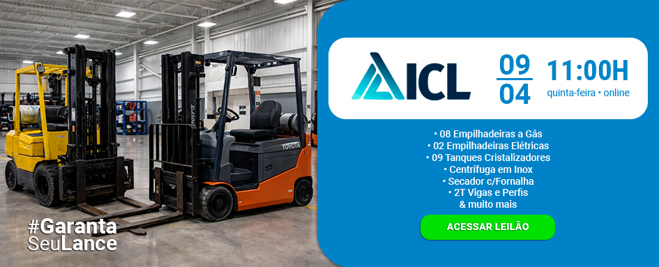 Leilão de empilhadeiras à gás e elétricas e muito mais