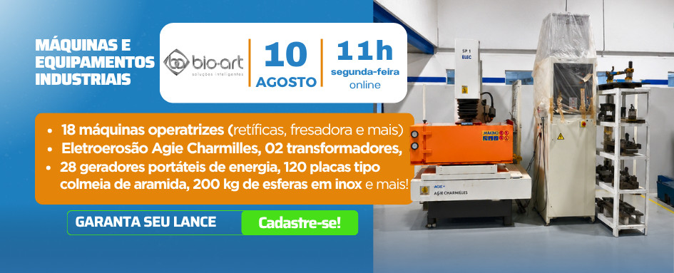 Leilão de 18 Máqs. Operatrizes (Eletroerosão Agie Charmilles/ 03 Retíficas/ Martelete Hambersburg/ 04 Prensas 15 a 300T/ Fresadora DM4 e mais!